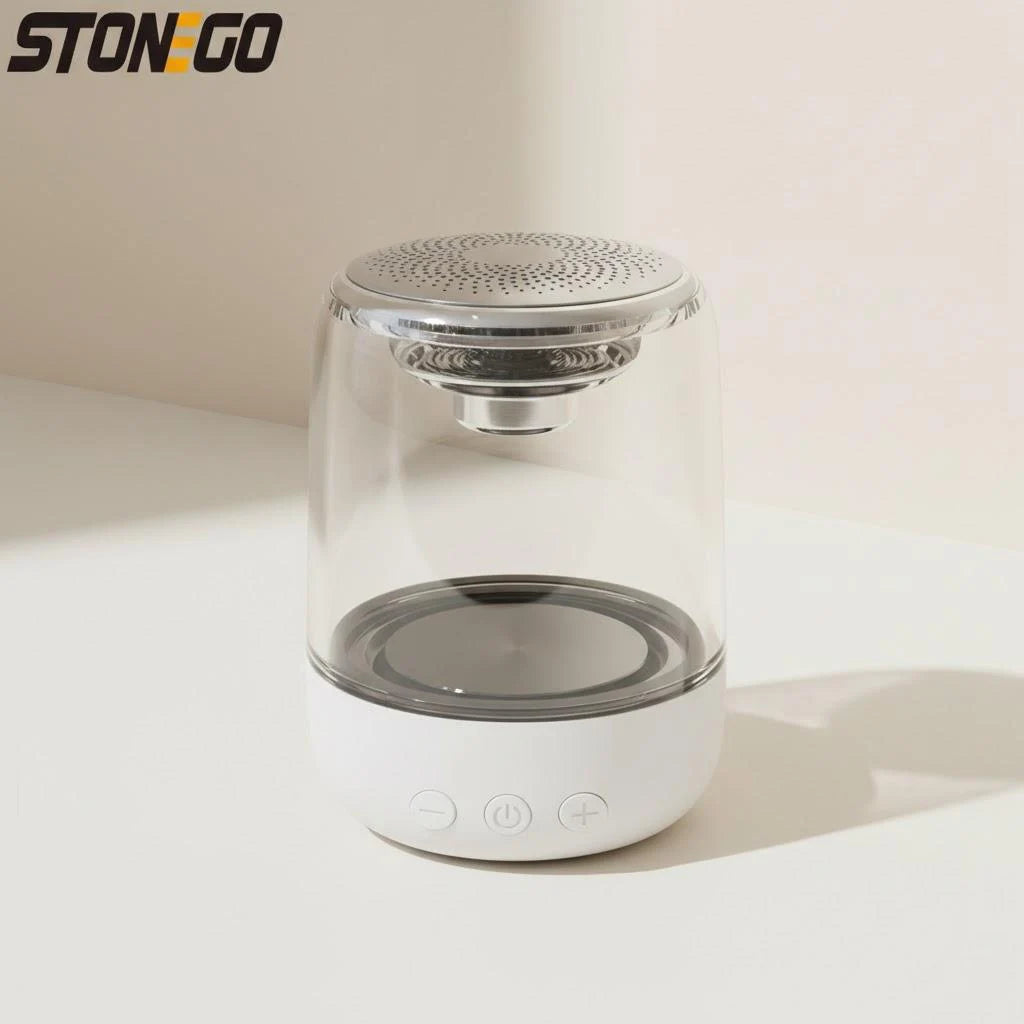 True Wireless Bluetooth 5.0 Speakers Transparent Design Breathing LED Light TWS Bluetooth Speaker TF Card AUX Audio Input