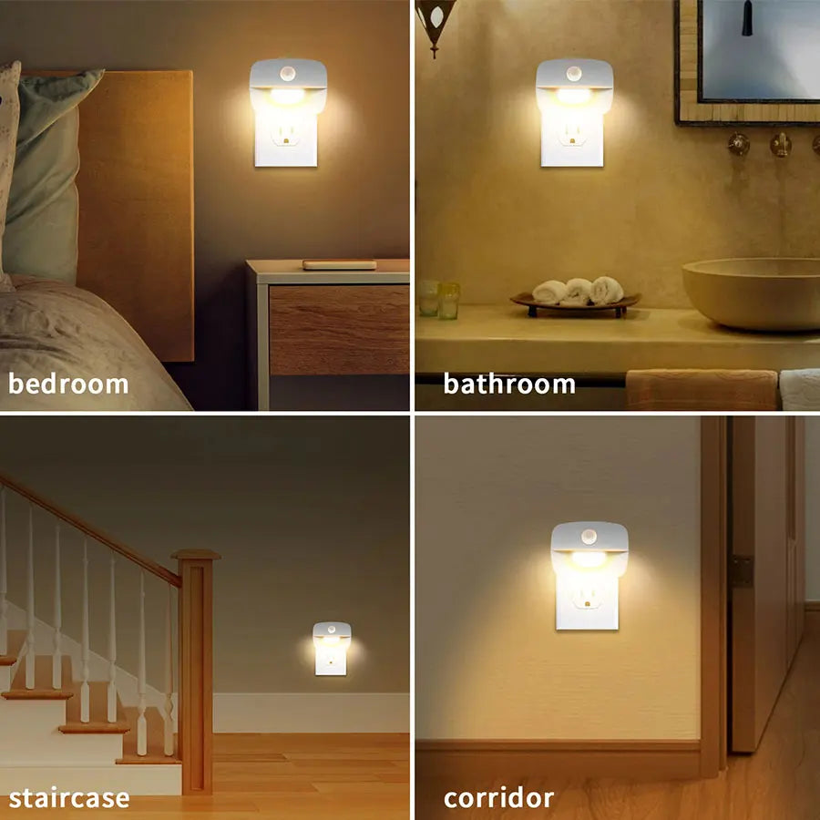 Motion Sensor LED Night Light EU US Plug in Socket Wall Lamp 3 Modes Wireless Night Lamp For Bedroom Hallway Stairs Kitchen Ligh