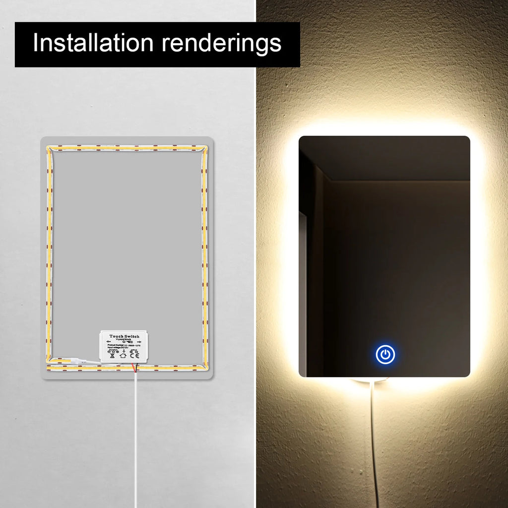 Dimmable Home Lighting Touch Switch 12V Bathroom Smart Mirror Touch Sensor Control Switch  CCT Adjustable Work With 1-5mm Glass