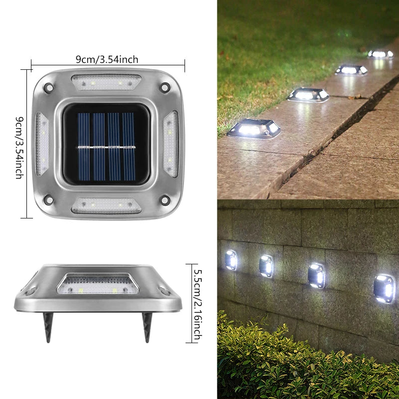 Solar ground Lights Outdoor Waterproof LED Wall Lights Driveway Markers Step Lights for Sidewalk Stair Pathway Walkway Yard