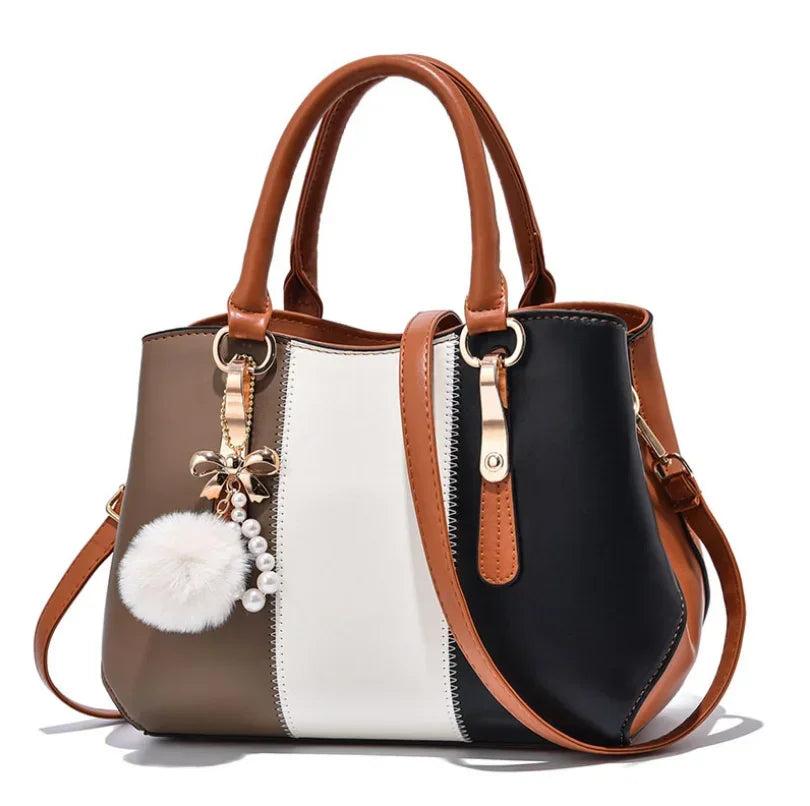 New Fashion Hit Color Ladies Handbag All-Match Hair Ball Pendant Womens Shoulder Messenger Bag European Beauty Bag Bolsos Mujer
