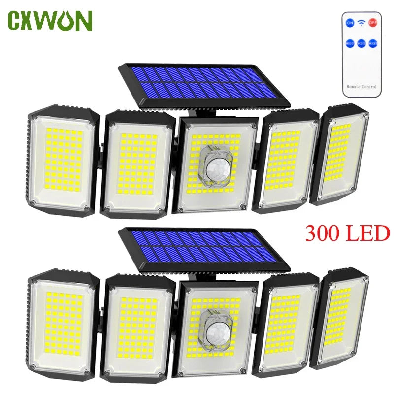 Solar Motion Sensor Lights Outdoor IP65 Waterproof Outdoor Wall Lamp Adjustable Wide Angle Solar GardenSecurity Lighting