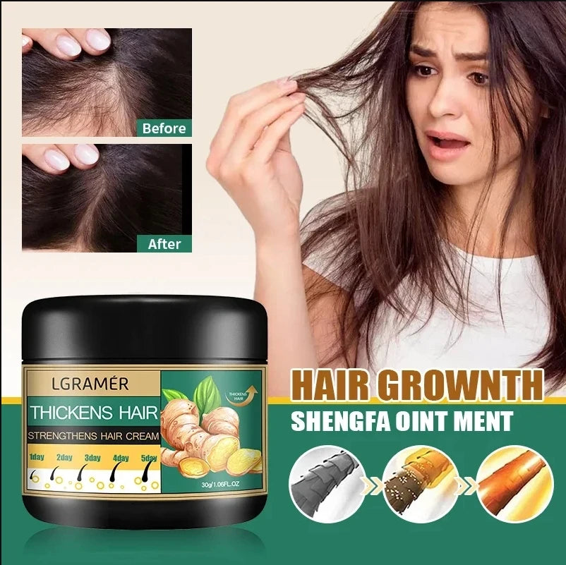Hair Growth Products Ginger Regrowth Repair Cream Prevent Hair Loss Baldness Treatment Dense Hairs Beauty Hair Care Men Women