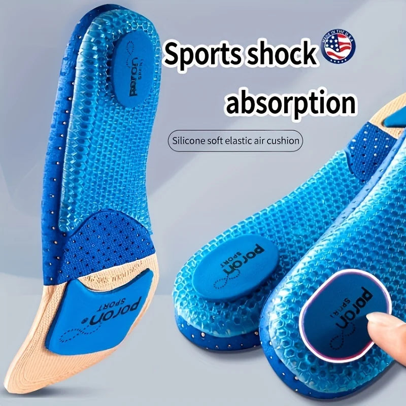1 Pair Silicone Basketball Sports Insoles - Shock Absorption Sweat-Absorbing Breathable Air Cushion Soft Shoe Pads for Men Women