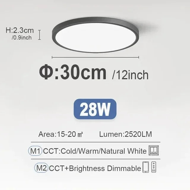 0.9 Inch Ultra-thin Smart Home LED Ceiling Light 38W 28W 24W APP/Remote Control Dimmable Room Decoration Bedroom Living Room