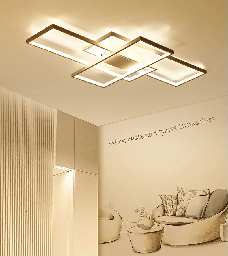 Smart Home Alexa Rectangle Aluminum Modern Led Ceiling Lights For Living Room Bedroom 85-265V White/Black Ceiling Lamp Fixtures