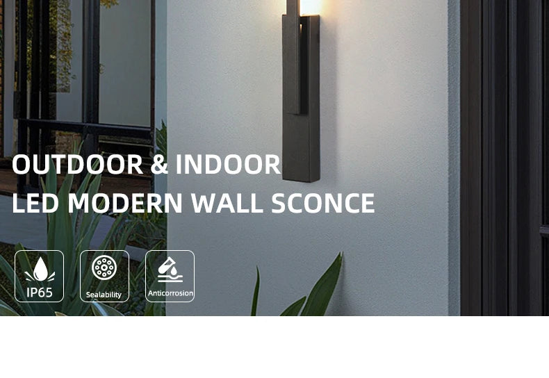 Smart Dimmable Outdoor Wall Light Black Modern LED Lamp IP65 Waterproof via APP Control for Garden Home