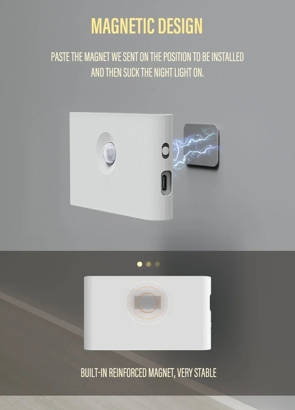 Smart Motion Activated Wall Light - 2200mAh USB-C Fast Charge 3 Adjustable Brightness Multi-Device Link  Indoor/Outdoor Lighting