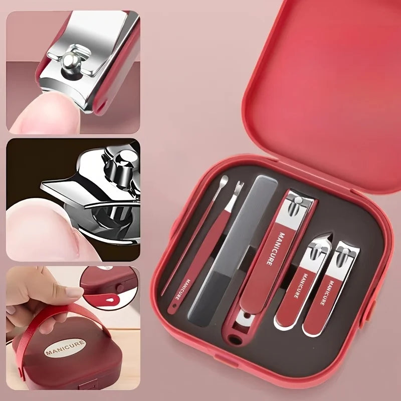 Stainless Steel Professional Nail Care Kit Includes Nail Clippers Manicure Tools Portable Storage Box Ideal for Home Travel Use