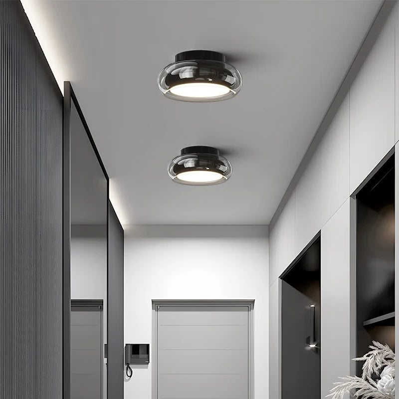 Italian Minimalist Designer Glass Ceiling Light Circular Corridor Lamp Hallway Living Room Dressing Room Lighting Decoration