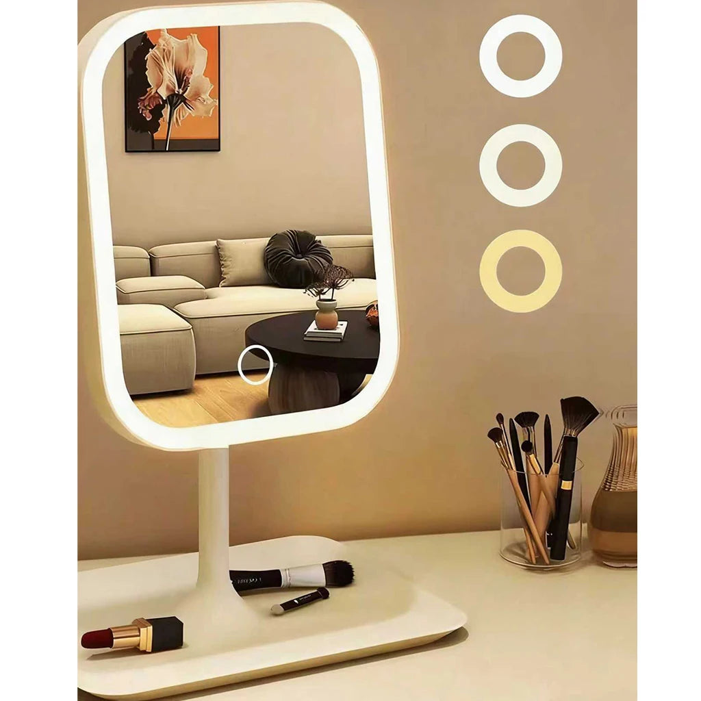 Vanity Mirror 3 Color Light LED Makeup Mirror with 10X Mirror  Touching Cosmetic Mirror Women Bedroom Dressing Mirror