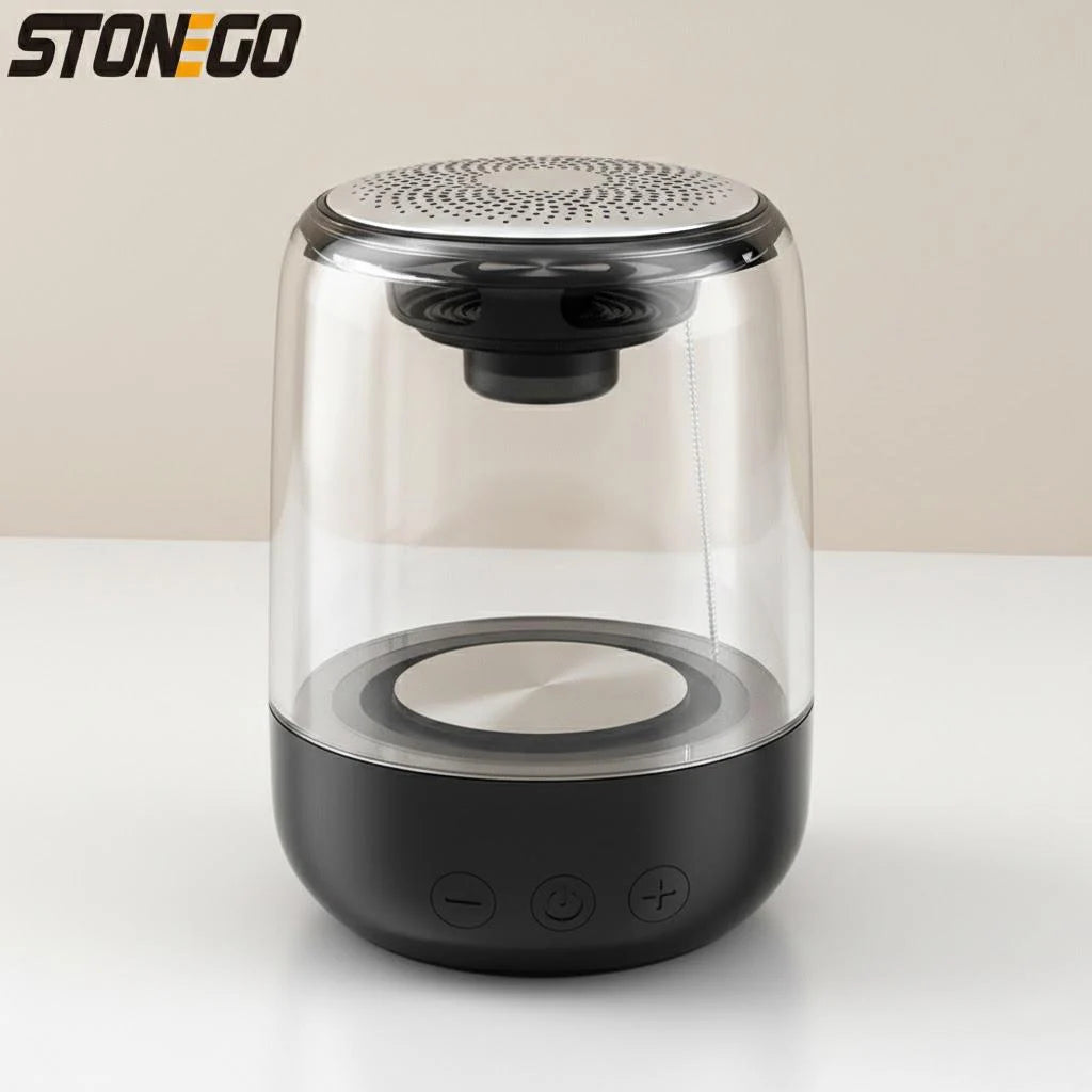 True Wireless Bluetooth 5.0 Speakers Transparent Design Breathing LED Light TWS Bluetooth Speaker TF Card AUX Audio Input