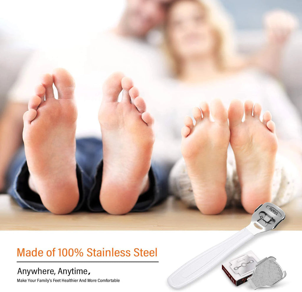 Foot Callus Shaver Heel Hard Skin Remover Hand Feet Pedicure Razor Tool Shavers Stainless Steel Handle 10 Blades Foot Care Tools