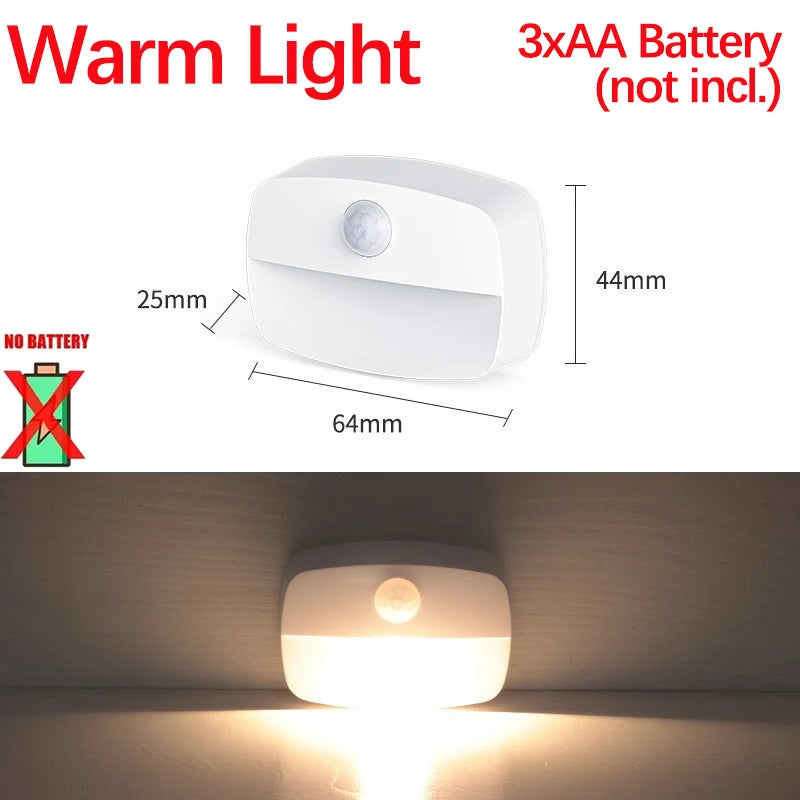 Motion Sensor Night Light Wireless/EU Plug Wall Lamp LED Indoor Lighting,Bedroom Bathroom Corridor Stairway Cabinet Auto ON/OFF