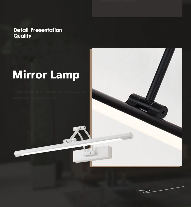 QUASHION Bathroom Mirror Wall Lamp LED Metal Foldable Cabinet Sconce Lighting Fixture Nordic Simple Modern Dressing Table Lustre