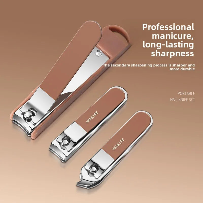 Nail Care Kit Anti Splatter Manicure Set Stainless Steel Clipper Buffer File Grooming Tools With Portable Travel Case