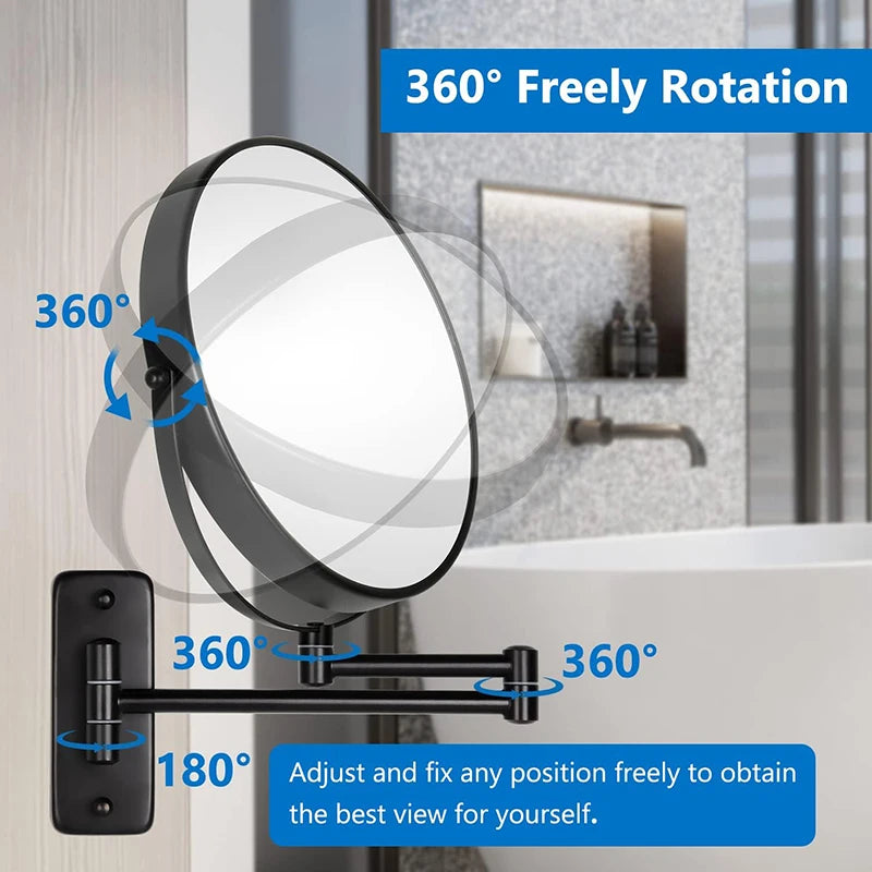 Wall Mounted Makeup Mirror 9”10x Magnifying Rechargeable Vanity Lighted Cosmetic Mirror for Vanity Desk and Bathroom Use