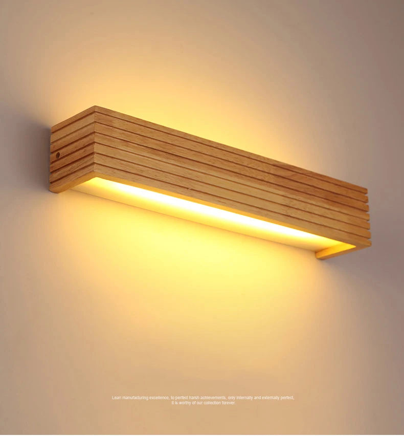 Modern Bathroom Mirror Wall Lamps Nordic Solid Wooden LED Sconce light   Linear Bedroom bedside Corridor staircase Lighting