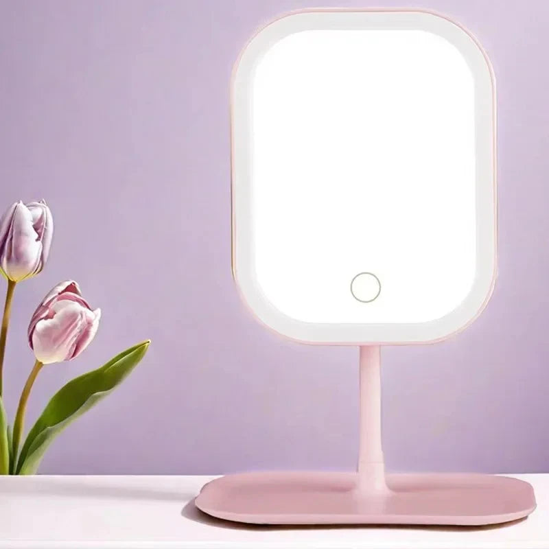 3 Colors LED Lighted Vanity Mirror Unique Designer Touch Control Makeup Mirror for Bedroom Dressing Table Desktop Gifts Women