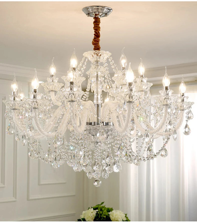 Luxury Living Room Decorate LED Ceiling Pendant Lights Indoor Hanging Lights Fixture Home Crystal Chandeliers Villa Lighting