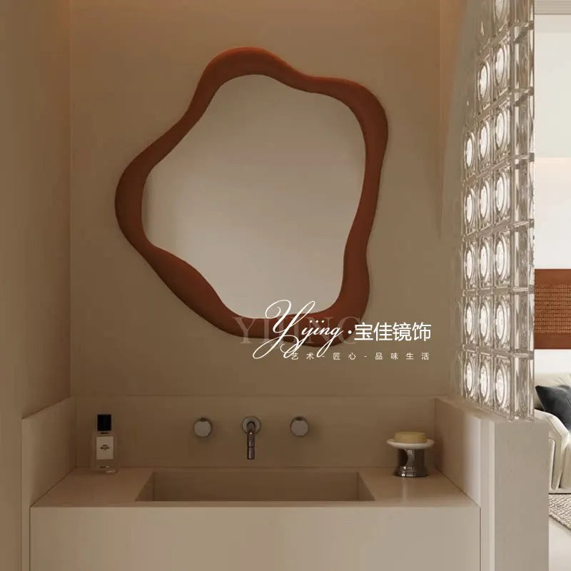 Smart Wall Lighted Bathroom Mirror Toilet Led Shower Irregular Wood Vintage Bathroom Mirror Baroque Ornate Home Furniture