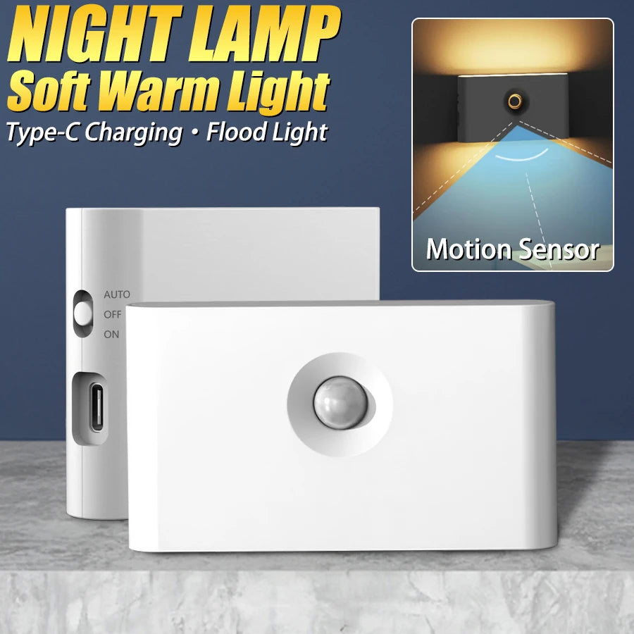 Motion Sensor Smart Led Night Light, Square Lens Eye Protection Bedside Lamp,for Wardrobe,Living Room,Bedroom,Staircase,Camping