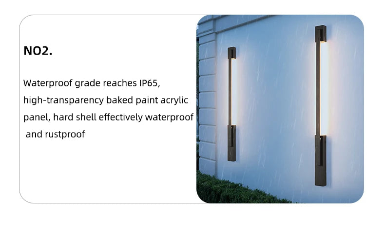 Smart Dimmable Outdoor Wall Light Black Modern LED Lamp IP65 Waterproof via APP Control for Garden Home