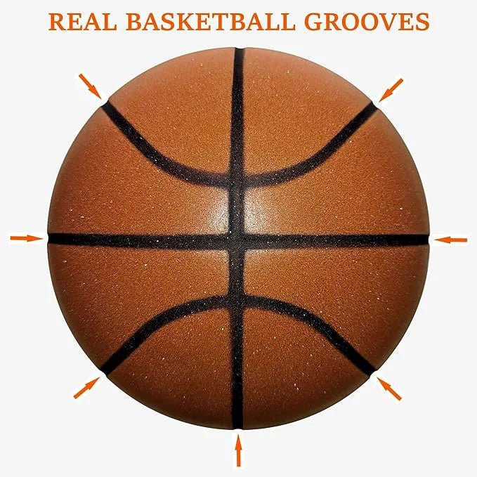 Silent Basketball Size 7#(29.5")6#/5# Dribbling Indoor Grooved Airless Foam Basketball Quiet Dribbling Training Silent Ball Gift