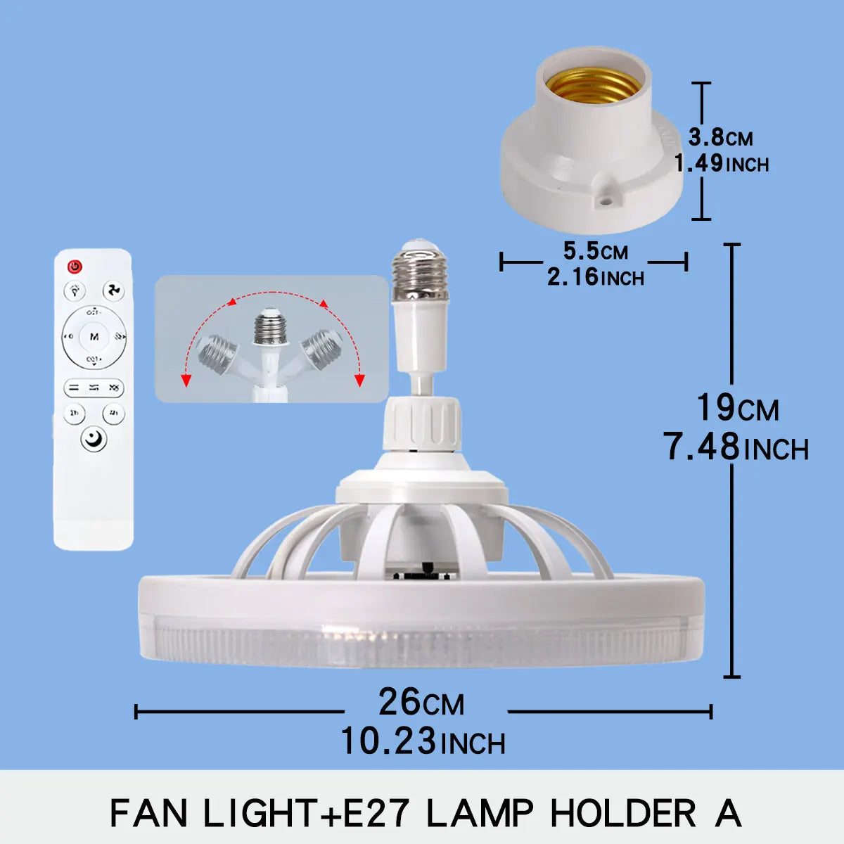 Smart 3 In 1 Ceiling Fan With Remote Control Lighting E27 Conversion Base 85-265v Lighting Base Suitable for Bedroom and Living