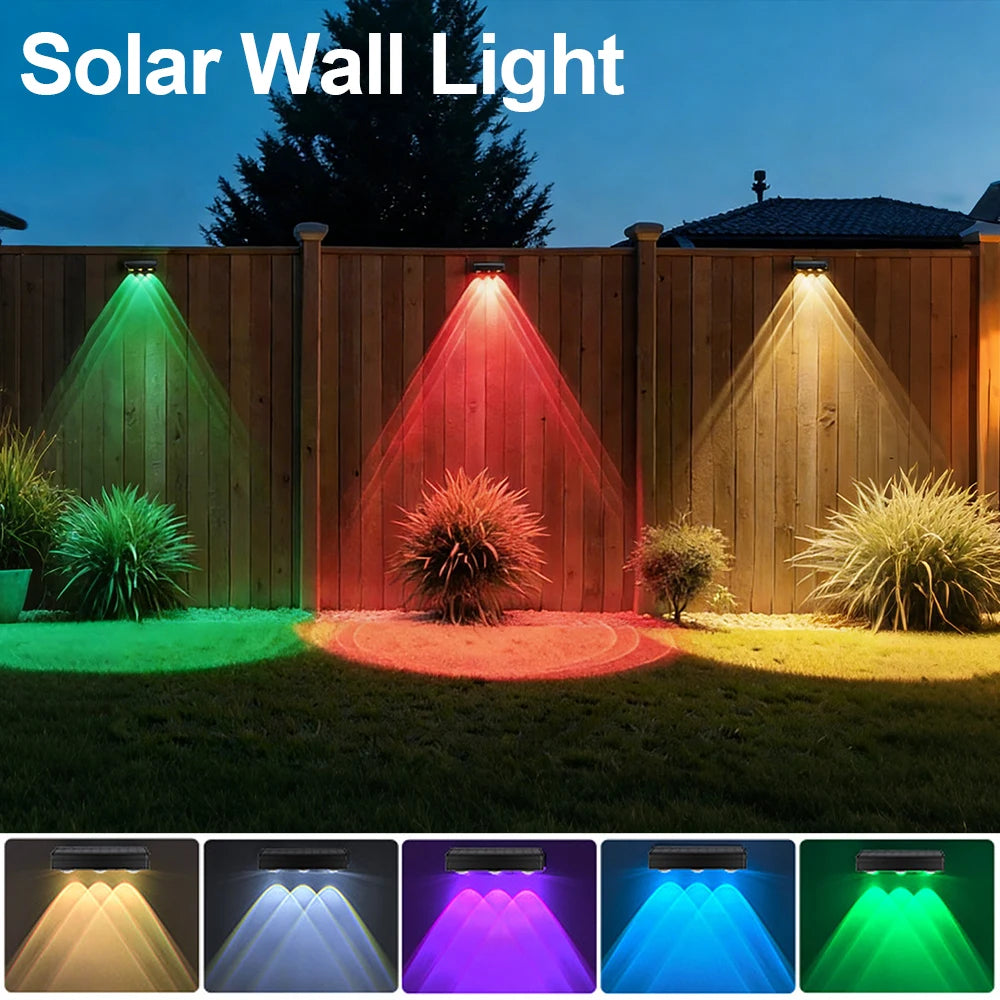 1-2pcs Solar Wall Lamp Outdoor Waterproof Solar Fence Lights Warm White & RGB Solar Powered Light for Garden Yard Decor Lighting