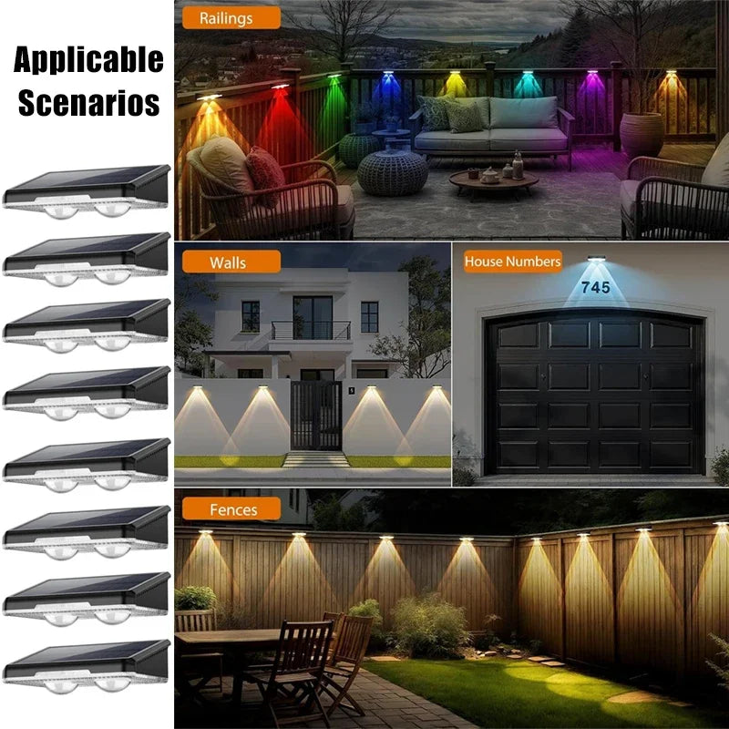 1-4Pcs Solar Fence Lights Solar Powered LED Deck Light Color Changing Waterproof Outdoor Illumination for Fence Posts Balcony