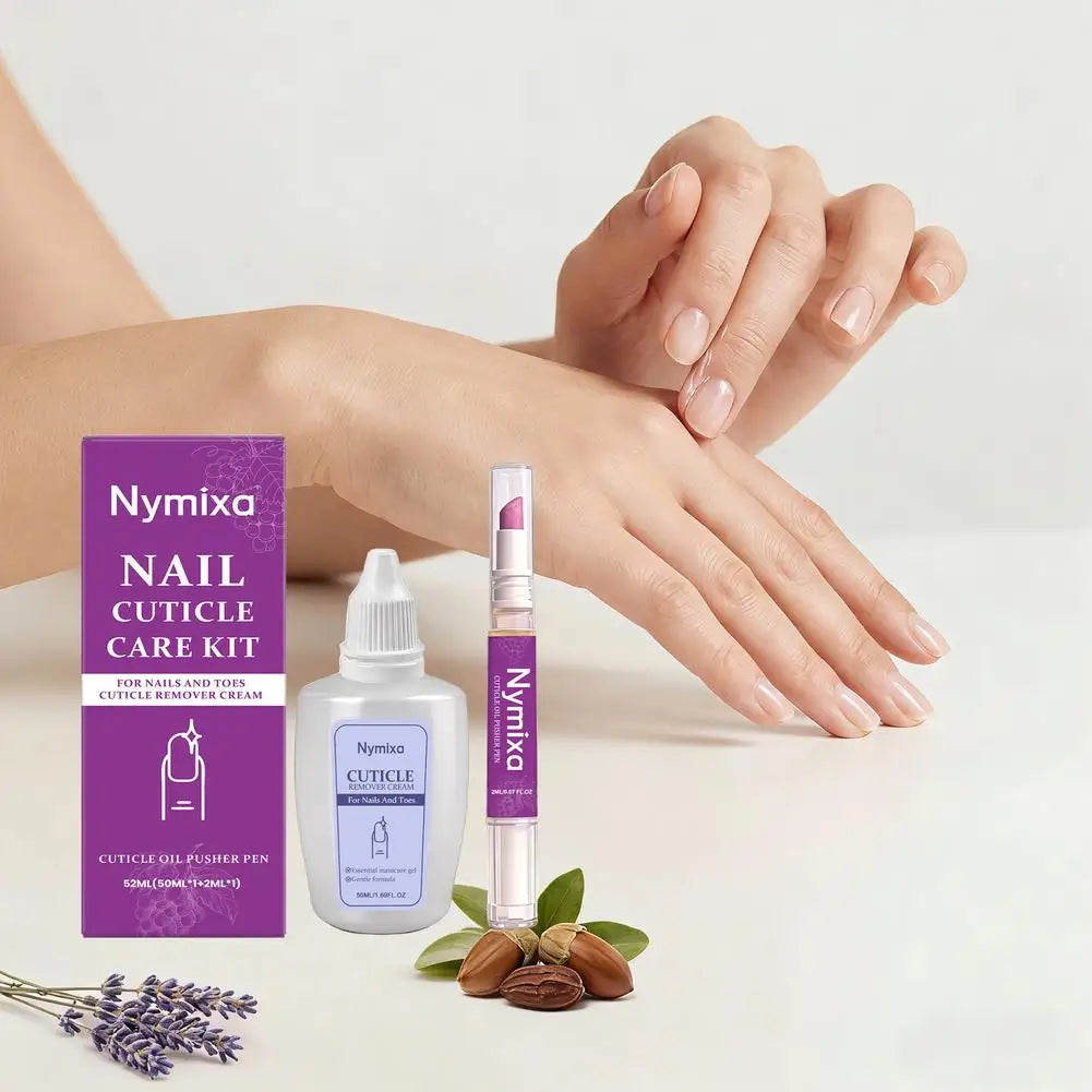 Nail Cuticle Care Kit 50ml Remover Cream 2ml Oil Pen Salon Quality Manicure Set Fingernails Toenails Healthy Grooming Portable