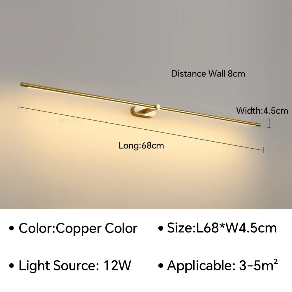 Modern Mirror LED Wall Lamps Minimalist Bathroom Wall Lamps For Bedroom Bedside Sconces Decorative Wall Mirrors Lighting Fixture