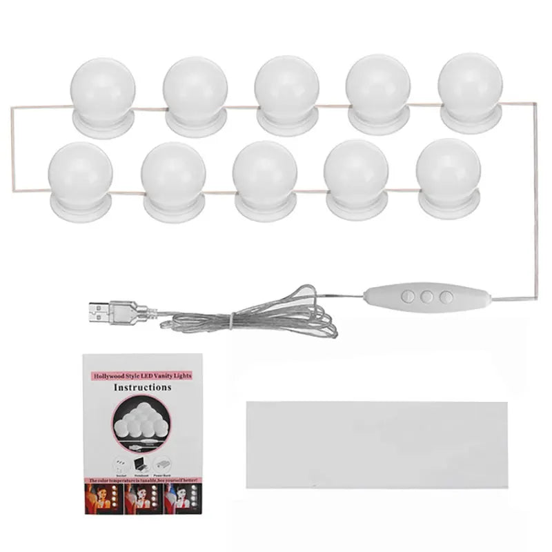 Makeup Mirror LED Light Bulbs Vanity Lights USB Charging Bathroom Dressing Table Lighting Dimmable LED Vanity Mirror Light