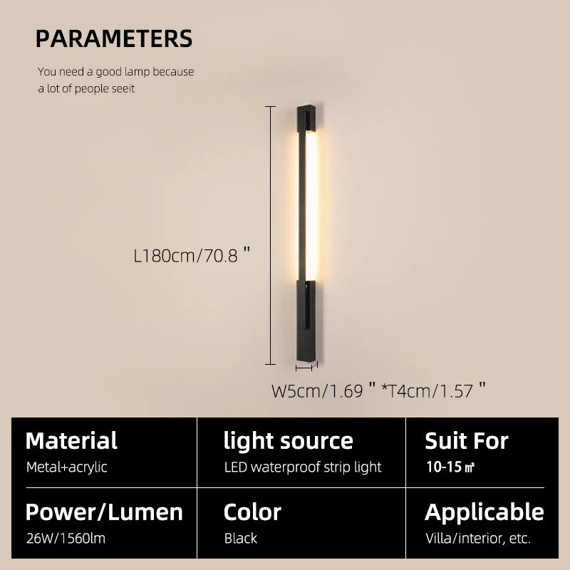 Smart Dimmable Outdoor Wall Light Black Modern LED Lamp IP65 Waterproof via APP Control for Garden Home