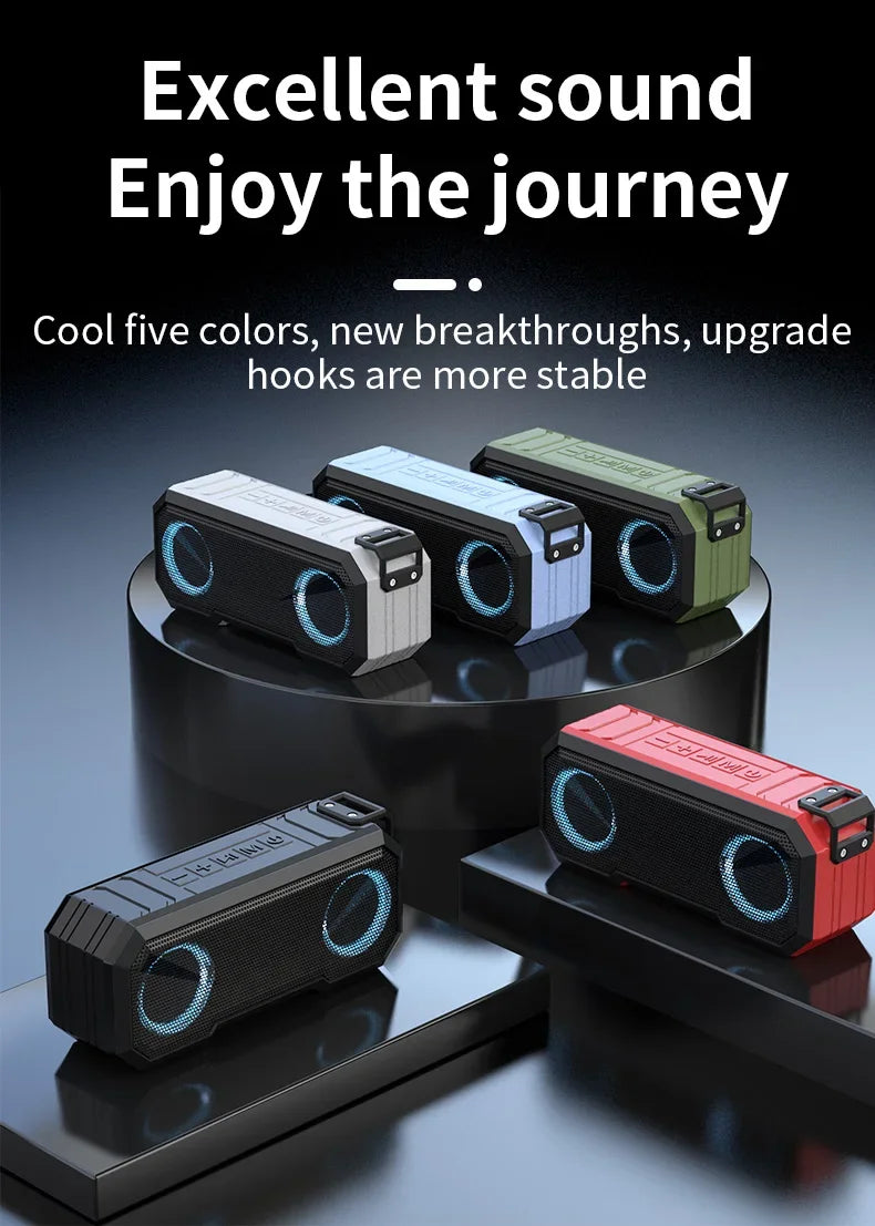 Portable Bluetooth Speaker Wireless TWS Stereo Bass IPX7 Waterproof Loudspeaker FM Radio 12H Playtime