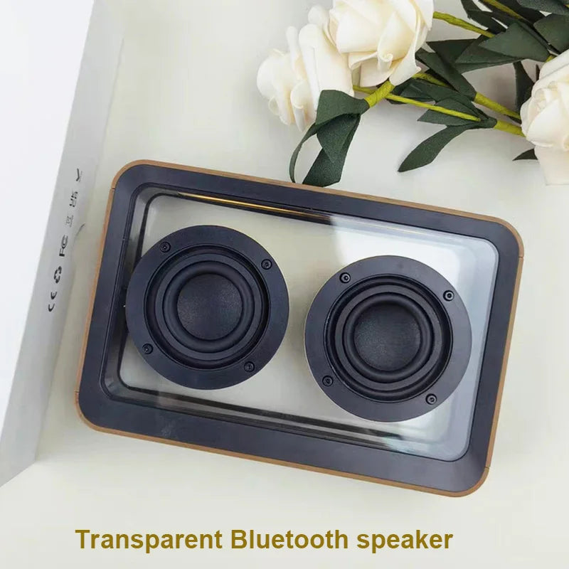 Creative Transparent Bluetooth Speaker with Dual Horn Clear Sound Quality Desktop Decoration Home Mini Audio Reading Light