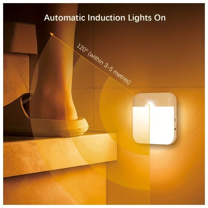 Motion Sensor Light USB Night Light LED Lamp With Switch Rechargeable Inductor Lights For Kitchen Stairs Hallway Closet Bedroom