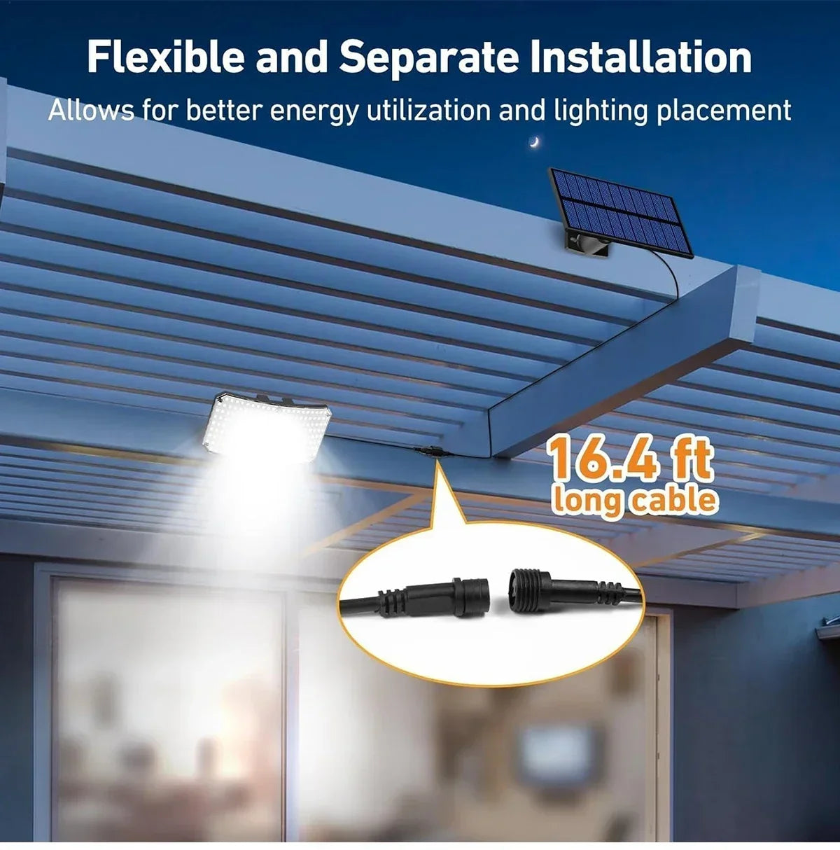 Solar Motion Sensor Lights with Remote,Outdoor Security Flood lights 3 Heads,3 Lighting Modes for Garden Camping 280 Leds-280LED