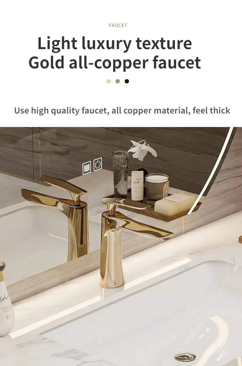 Modern Slate Bathroom Cabinet with Double Washbasin Smart Mirror Ceramic Bathroom Vanity Cabinets Under Sink Bathroom Furniture