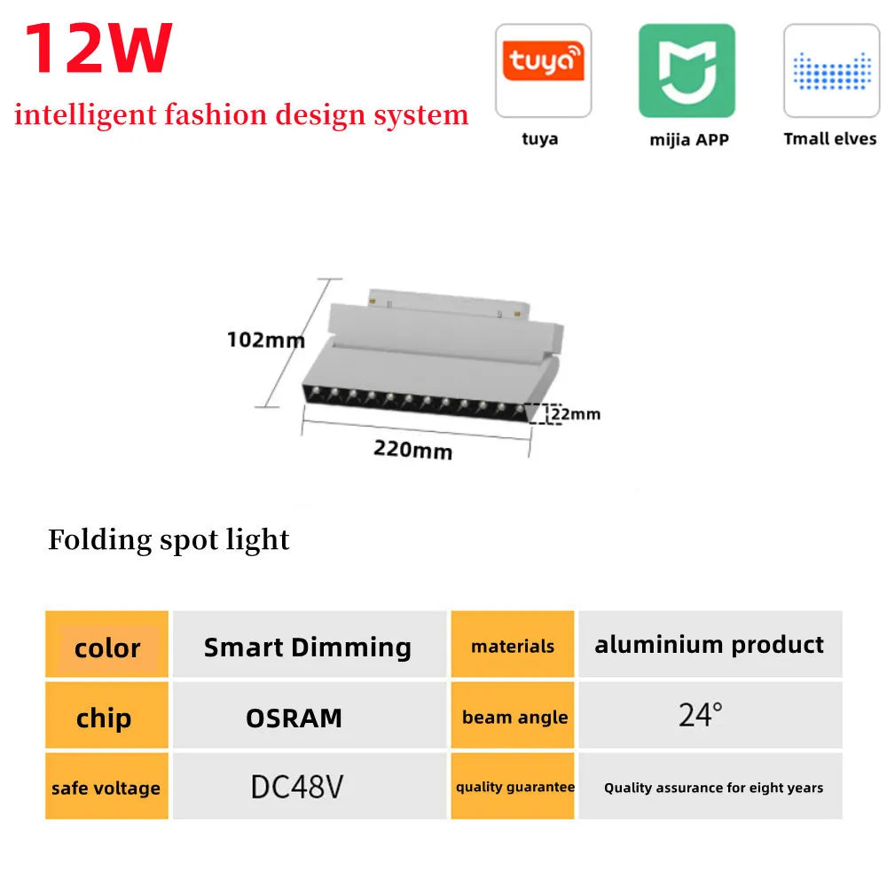 New White Tuya Smart LED Track Light Embedded Masterless Lighting lamp Living Room Light Voice Control Magnetic Track Light