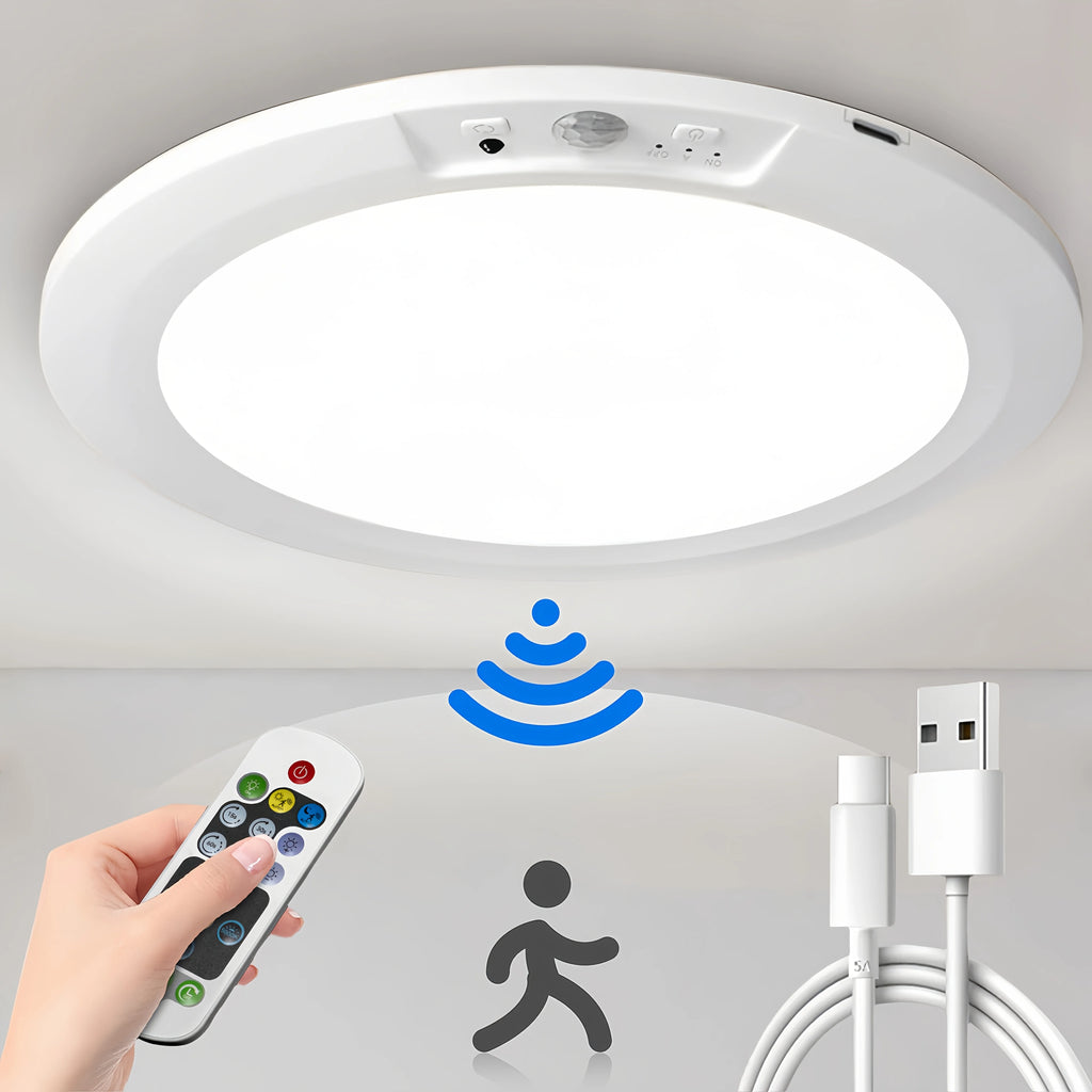 Motion Sensor Rechargeable LED Ceiling Light Round Wireless Security Light for Hallway Stairs Corridor Indoor Home Entryway