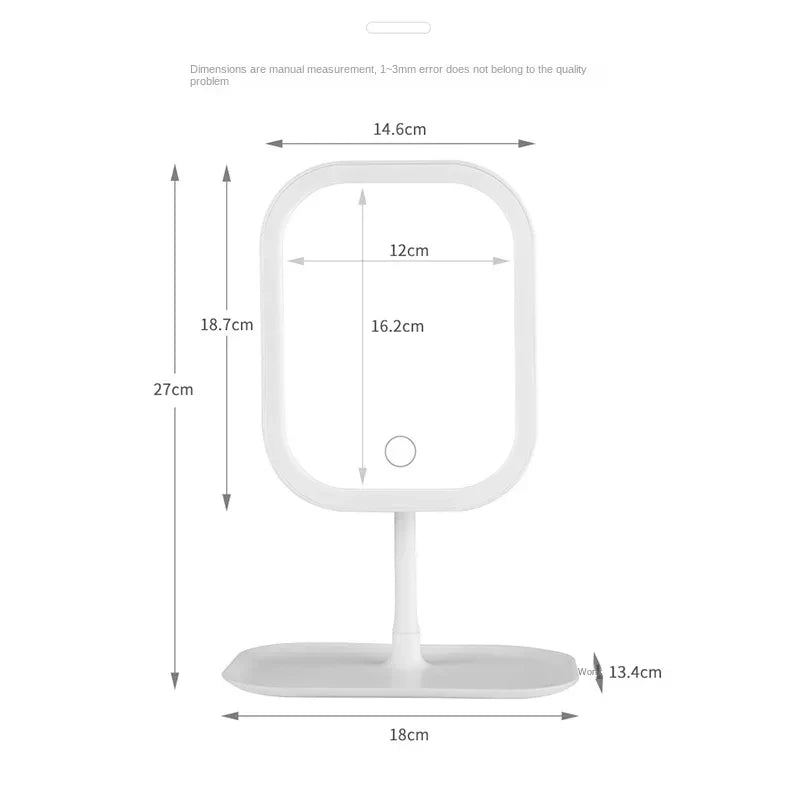 3 Colors LED Lighted Vanity Mirror Unique Designer Touch Control Makeup Mirror for Bedroom Dressing Table Desktop Gifts Women