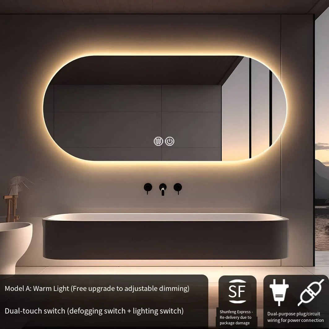 Lighted LED Bathroom Mirror,Wall Mounted Dimmable 3 Colors Makeup Mirror with Bright Back Lit - Smart Mirror Anti Fog with Touch