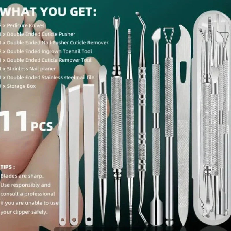 10pcs Stainless Steel Pedicure Tool Set Precision Manicure Knife for Removing Dead Skin Callus Portable Foot Cuticle Care Tools