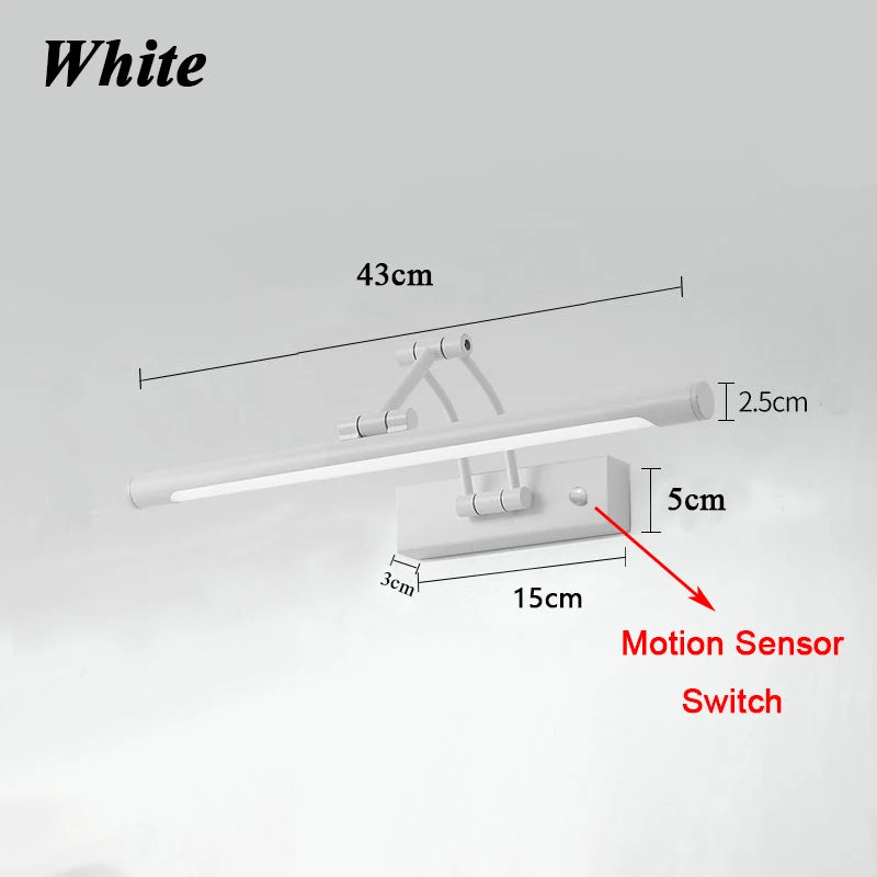 QUASHION Bathroom Mirror Wall Lamp LED Metal Foldable Cabinet Sconce Lighting Fixture Nordic Simple Modern Dressing Table Lustre