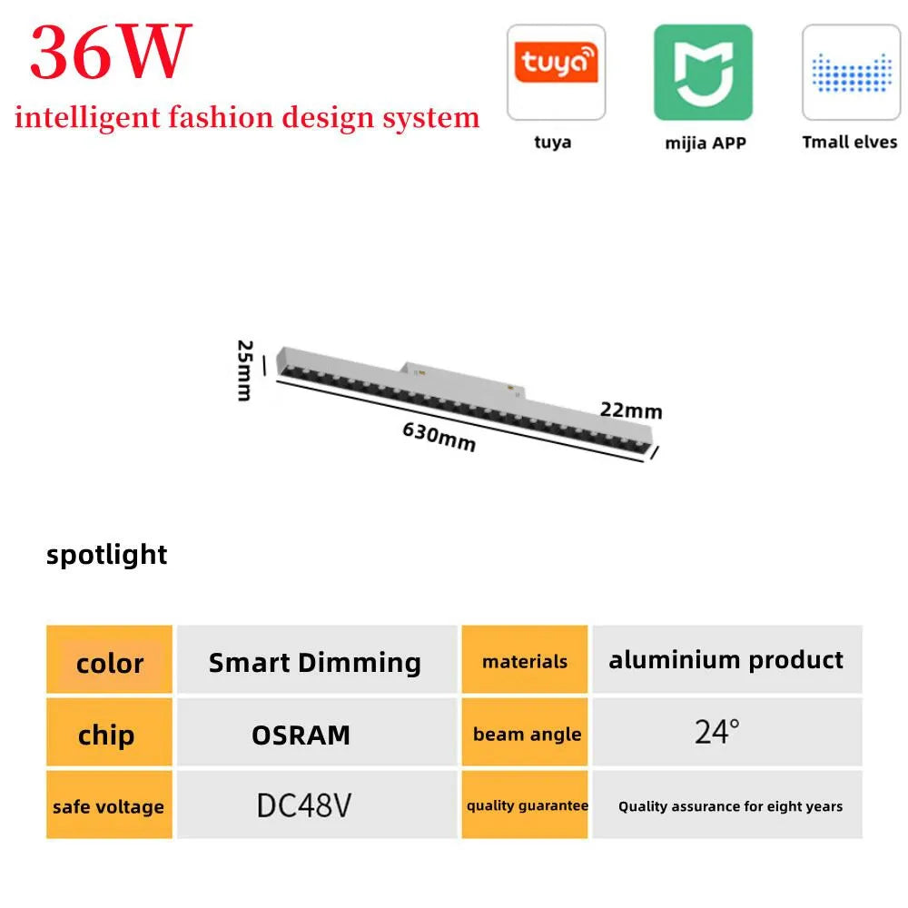 New White Tuya Smart LED Track Light Embedded Masterless Lighting lamp Living Room Light Voice Control Magnetic Track Light