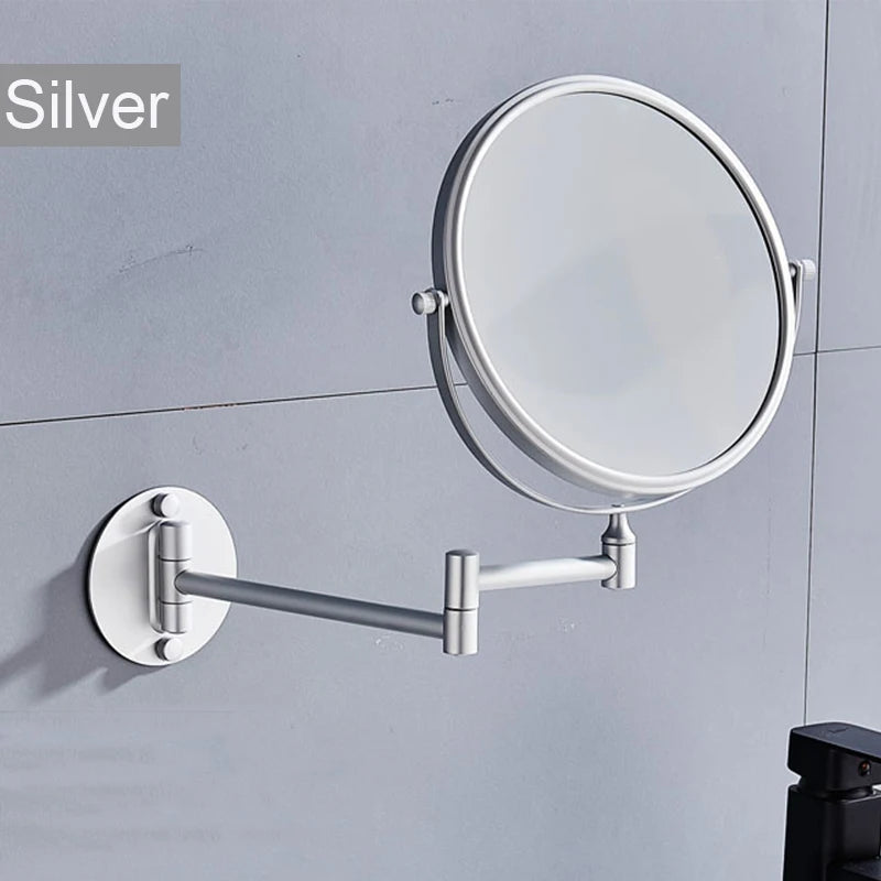 Wall-mounted Bathroom Double-sided Mirror Foldable Bathroom Makeup Mirror Wall Mounted 8 Inch Magnifying Mirror