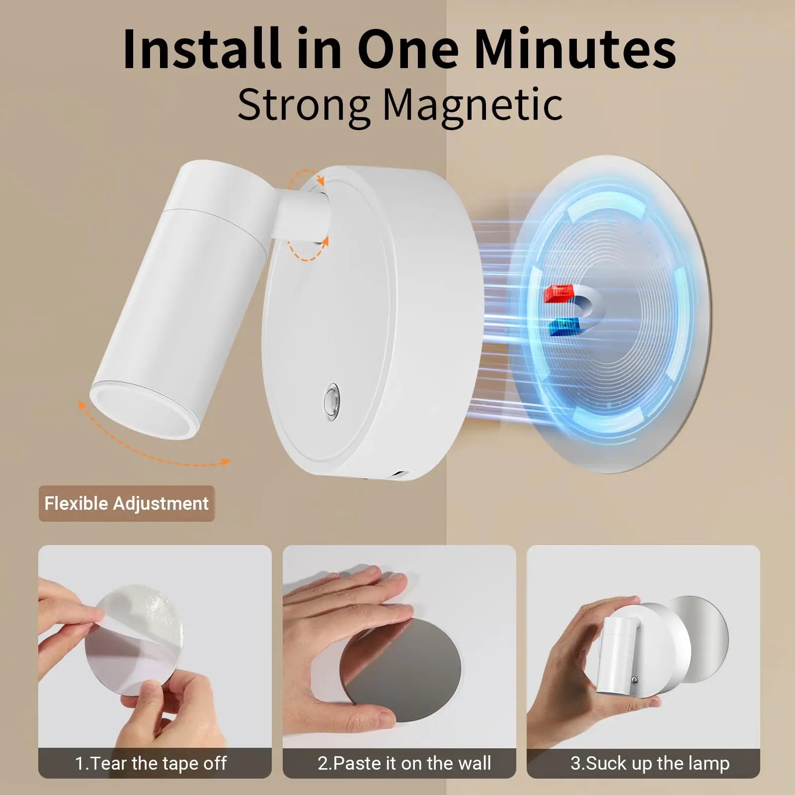 Smart Remote Control & Magnetic USB LED Wall Light,3 Mode Dimmable Cordless Touch Night Lamp for Bedside,Wardrobe,Hallway,Stairs
