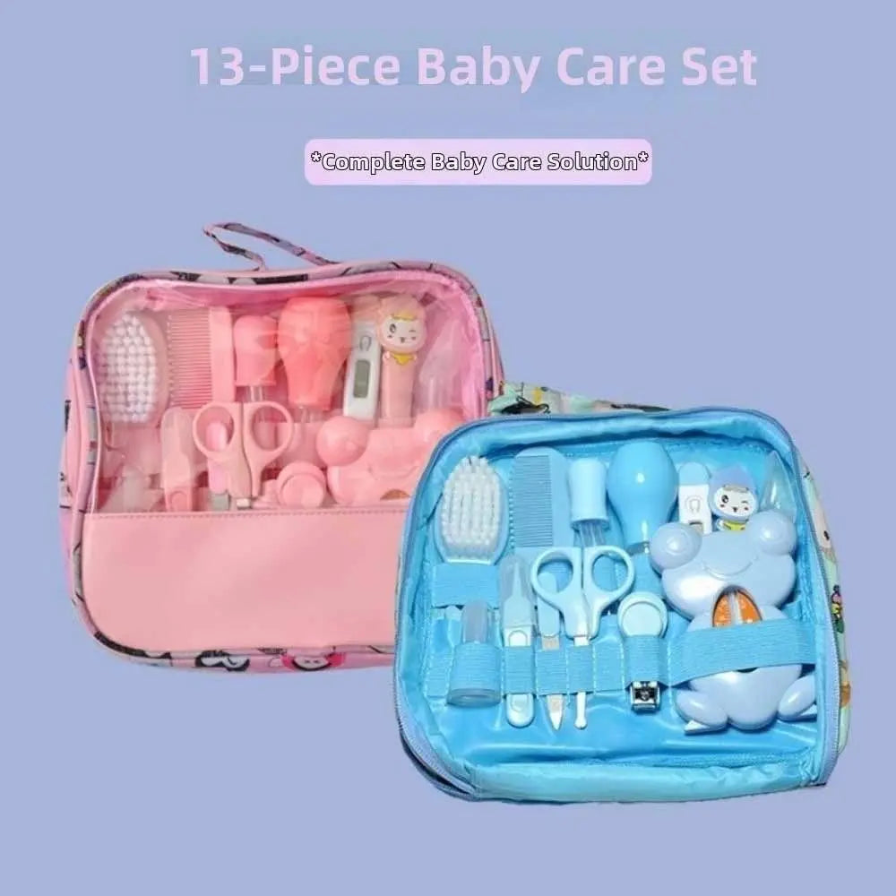 13Pcs/Set Multi-functional Baby Care Kit Nasal Aspirator Nail Clipper Baby Grooming Kit Comb Hair Wash Brush